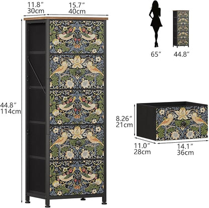 Dresser with 5 Fabric Drawers Strawberry Thief Drawer Dresser - Image 2