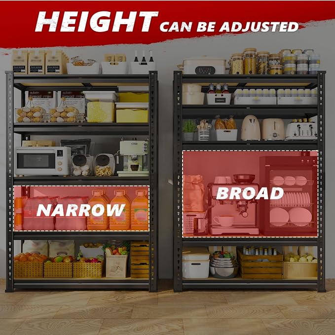 REIBII 2020LBS Storage Shelves 5 Tier Garage Shelving Heavy Duty Adjustable - Image 8