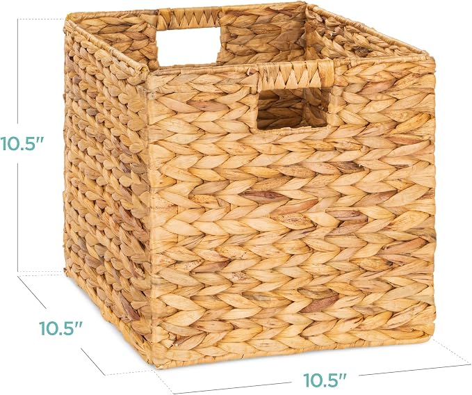 Best Choice Products 10.5x10.5in Pack of 5 Cube Storage Baskets, Water Hyacinth - Image 2
