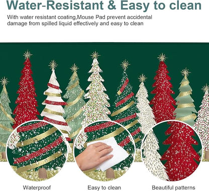 Christmas Tree - Green Gaming Mouse Pad 35.4"x15.7"Desk Mat Anti-Slip Rubber - Image 4