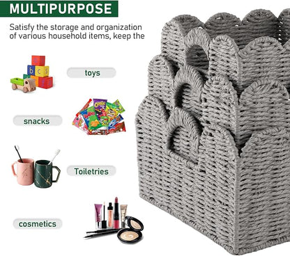 OIAHOMY Scalloped Wicker Baskets, Hand-woven Storage Baskets - Image 4