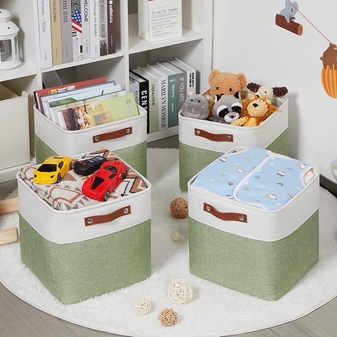 HNZIGE Fabric Storage Cubes Set of 4, 12 x 12 Decorative Bins - Image 6