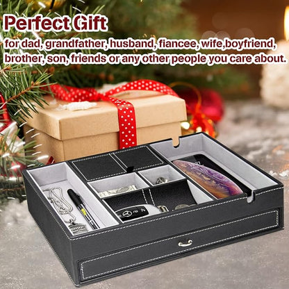 Baoyun Valet Tray for Men, 2 Layers Nightstand Organizers for Men and Women - Image 2