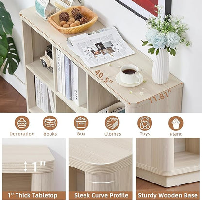 9 Cube Storage Book Shelf, Wood Floor Standing 3-Tier Cubby Bookshelf - Image 3