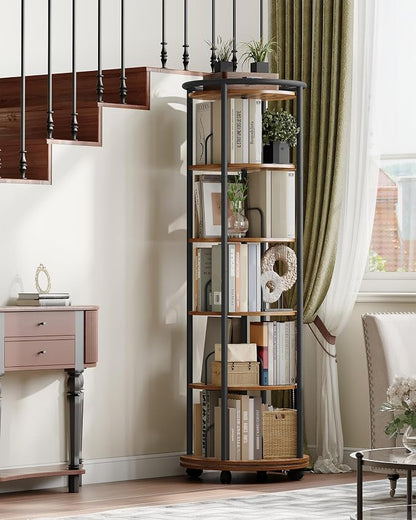 Hzuaneri Rotating Bookshelf, 360° Spinning Bookshelf Tower, Round Book Shelf | - Image 3