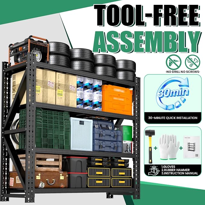 4-Tier Heavy Duty Garage Shelving，Industrial Shelving - Image 7