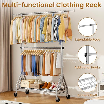 Double Rods Clothing Rack, Heavy Duty Clothes Rack - Image 3