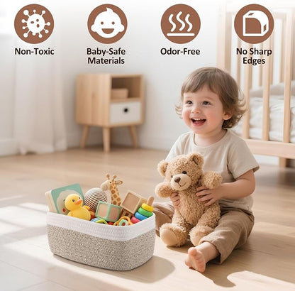 5-Pack Small Woven Rope Storage Baskets, 2 Sizes Organizer Bins | Fabric Cube - Image 4