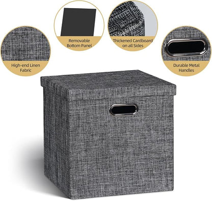 Posprica Storage Bins with Lids, 13×13×13 Foldable Storage Cube Baskets Boxes - Image 2