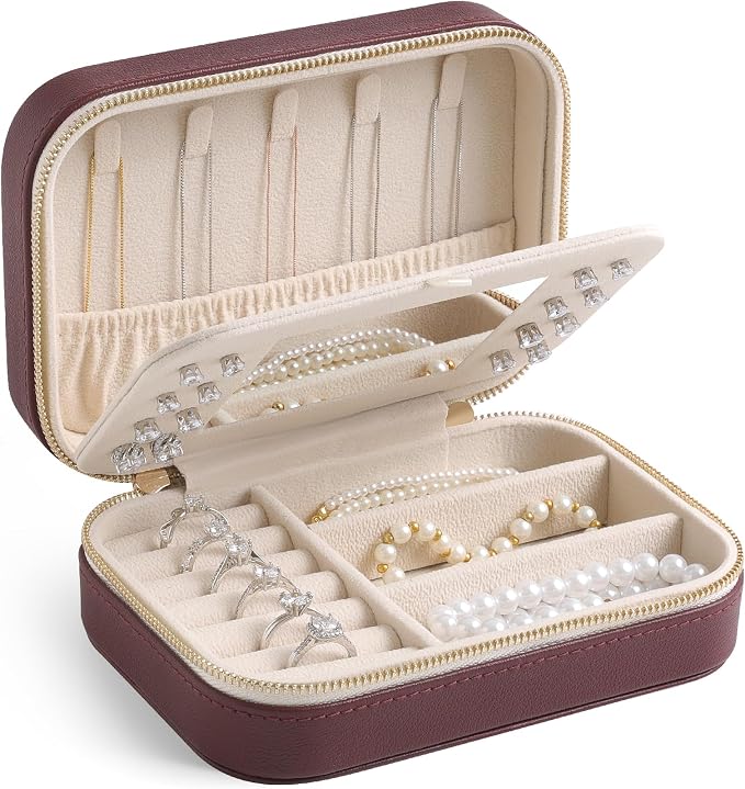 Genuine Leather Travel Jewelry Organizer Case by Unknown