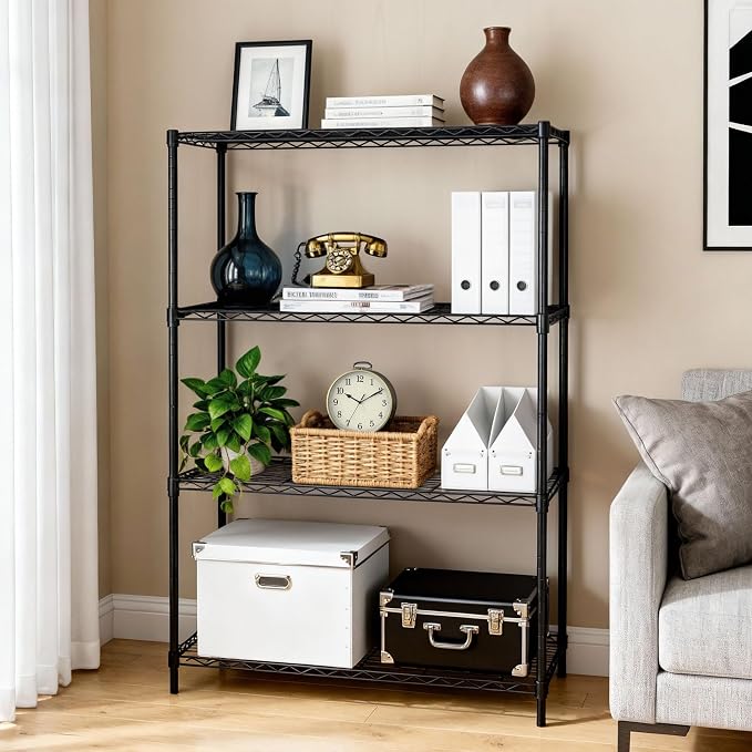 SUPER DEAL Black 4-Shelf Heavy Duty Storage Wire Shelving Unit - Image 4