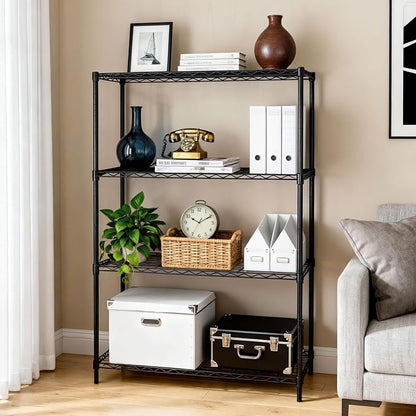 SUPER DEAL Black 4-Shelf Heavy Duty Storage Wire Shelving Unit - Image 4