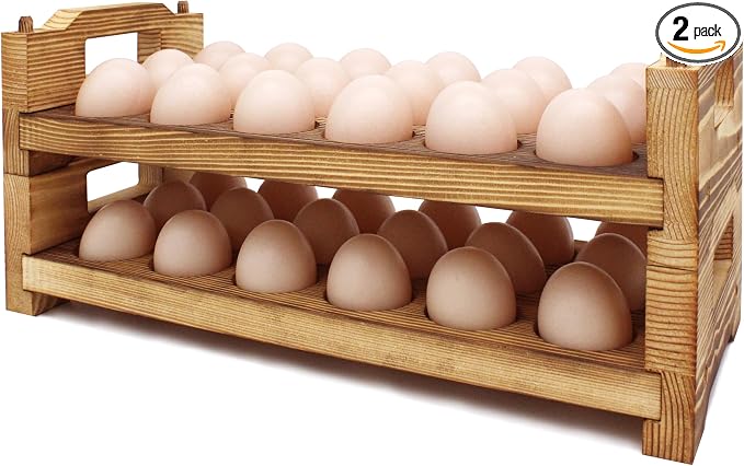 CVHOMEDECO. Wooden Egg Holder Countertop Fresh Egg Holders Firewood Egg by CVHOMEDECO