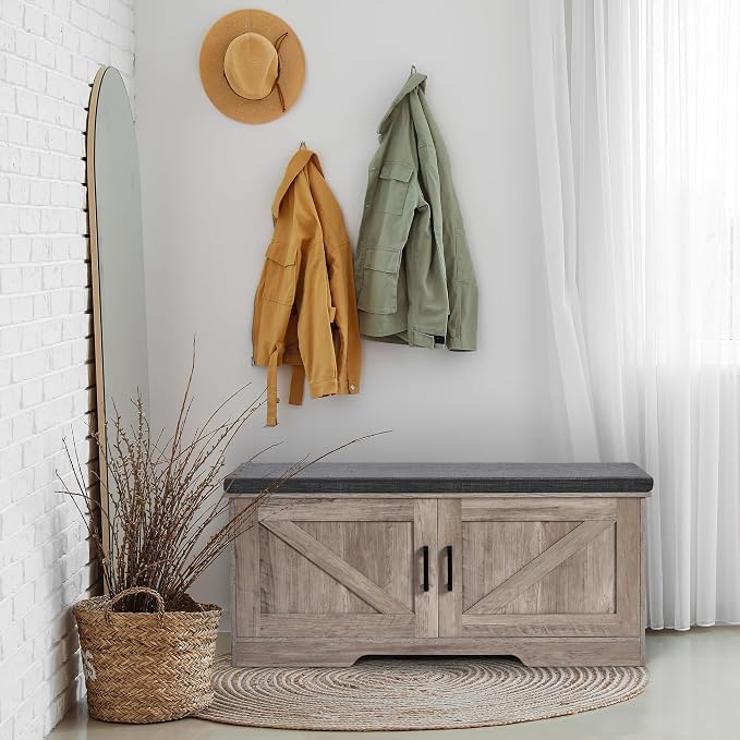 HOMSHO Farmhouse Shoe Storage Bench - Image 3