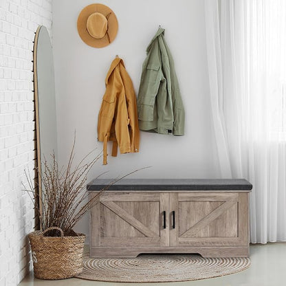 HOMSHO Farmhouse Shoe Storage Bench - Image 3