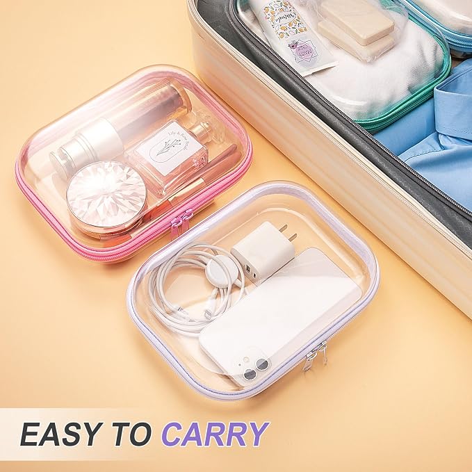 Sanwuta 6 Pcs Clear Hard Zipper Case Hard Plastic Zipper Pouches Transparent - Image 5