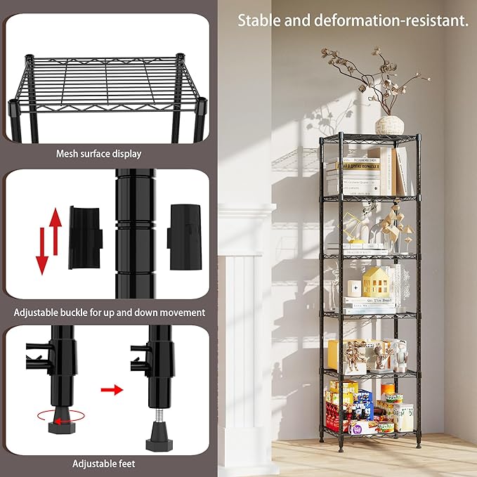 REGILLER 6 Wire Shelving Steel Storage Rack Adjustable Unit Shelves - Image 5