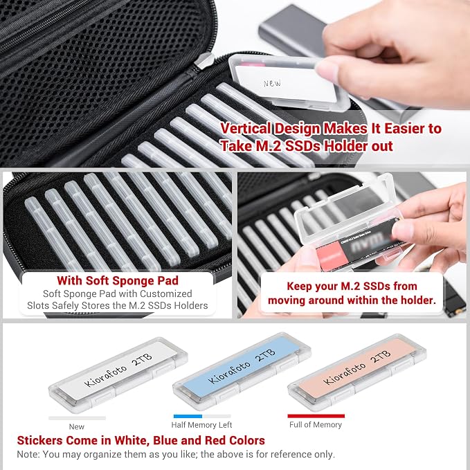 EVA PU M.2 SSD Holder with 12 Clear M.2 NVMe Cases - Image 4