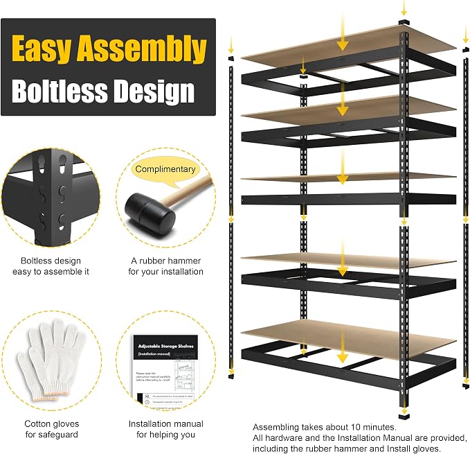 PrimeZone 48" W x 18" D x 72" H Garage Shelving Heavy Duty - Image 7