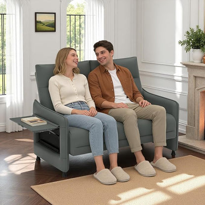 Faux Leather Loveseat, Upholstered Loveseat - Image 3