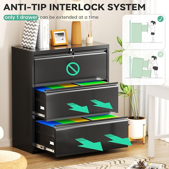 Bonusall 3 Drawer Lateral File Cabinet - Image 5
