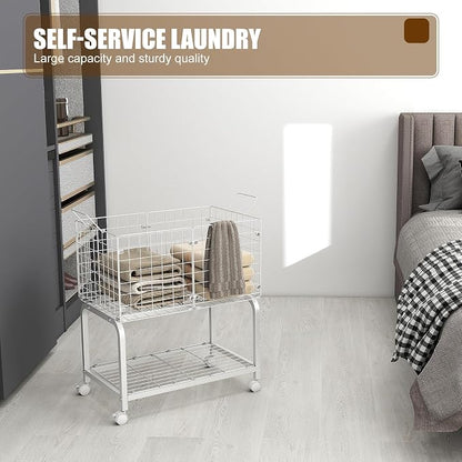2-Tier Rolling Laundry Basket Cart - Image 5