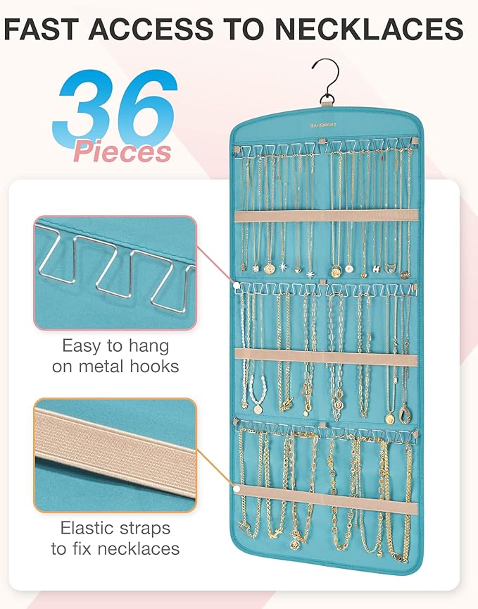 BAGSMART Hanging Jewelry Organizer, Necklace Holder Anti-tangle Earrings Rings - Image 2