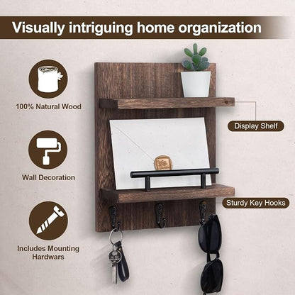 Key Holder Wall Mount, Mail Shelf Decor - Image 3
