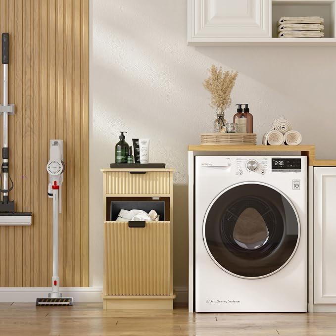 Natural Tilt Out Laundry Hamper Cabinet Hidden Laundry Hamper Cabinet - Image 3
