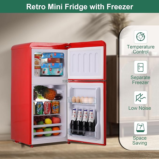 Retro Mini Fridge, 3.2 Cu. Ft. Small Refrigerator - Image 5