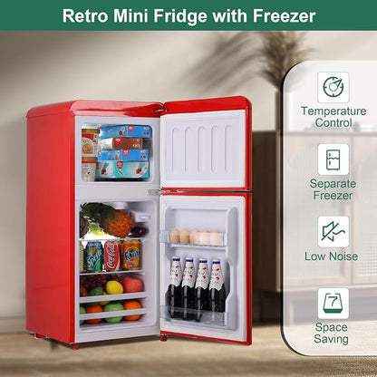 Retro Mini Fridge, 3.2 Cu. Ft. Small Refrigerator - Image 5