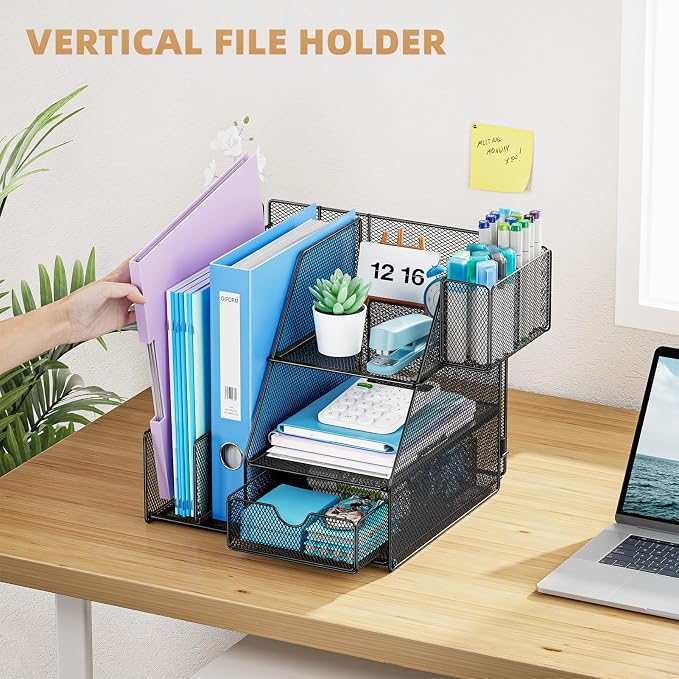 Marbrasse Desk Organizer and Accessories, 3-Tier File Organizer - Image 5