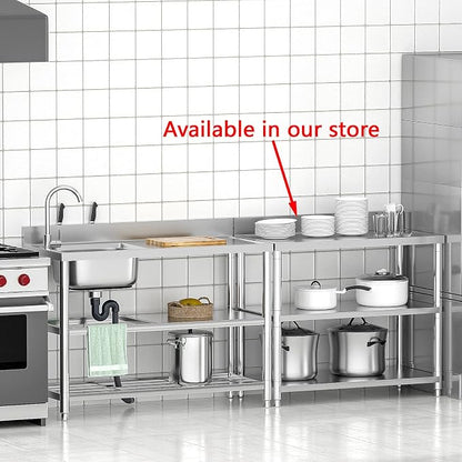 Free Standing Stainless-Steel Single Bowl Commercial Restaurant Kitchen Sink - Image 4