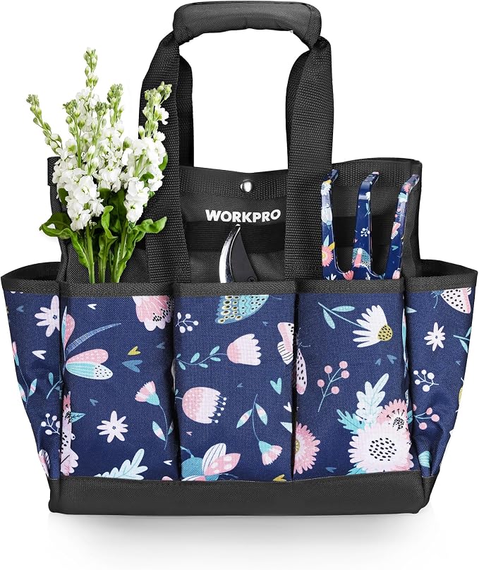 WORKPRO Garden Tool Bag, 9-Pocket Heavy Duty Oxford Tote Bag, Gardening Tool by WORKPRO