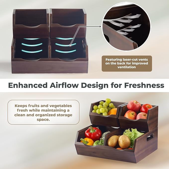 Acacia Wood Pantry Storage Bins - Image 5