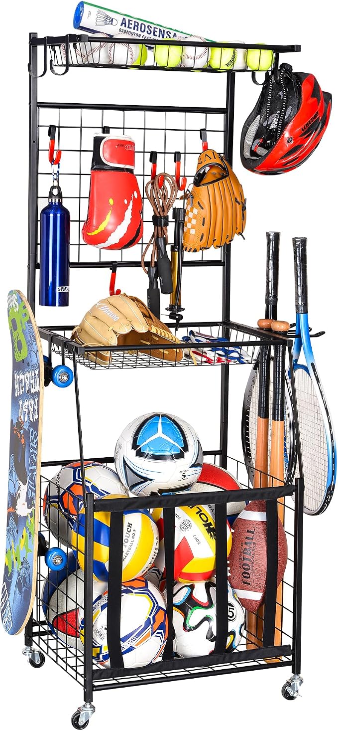 PLKOW Sports Equipment Storage for Garage, Indoor/Outdoor Sports Rack for Garage by PLKOW