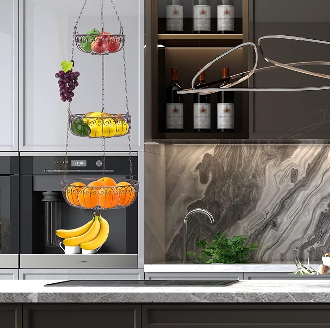 Simple Houseware 3-Tier Fruit Hanging Basket - Image 4