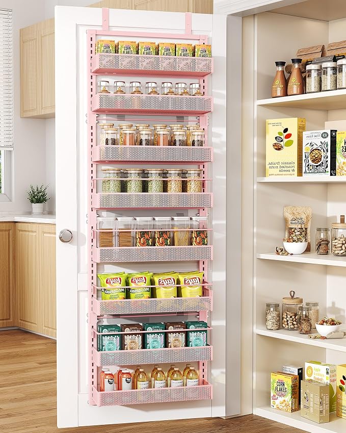 SNTD 8 Tiers Over the Door Organizer, Height Adjustable Spice Rack, Dense Mesh by SNTD