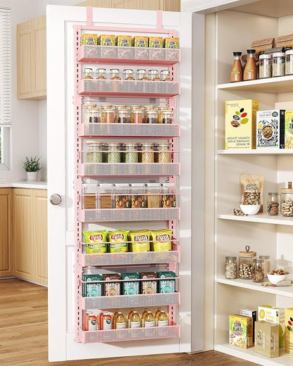 SNTD 8 Tiers Over the Door Organizer, Height Adjustable Spice Rack, Dense Mesh by SNTD