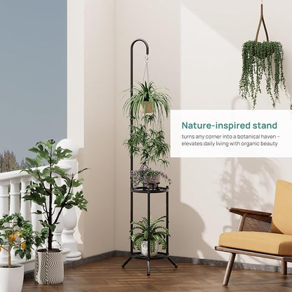 2-Tier Hanging Plant Stand, Heavy Duty Metal Planter Rack - Image 6
