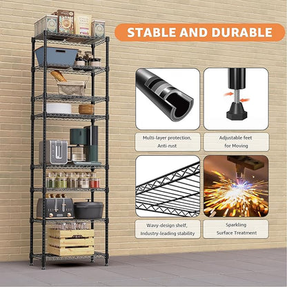 8 Tier 2000 lbs Storage Rack Metal Wire Shelving Unit, Storage Standing Shelf - Image 5