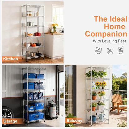 6-Tier Wire Shelving Unit, Metal Shelf Racks - Image 4