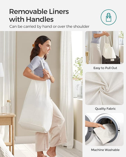 SONGMICS Laundry Hamper with Lid, 110L Clothes Hamper with 2 Removable Liner - Image 4
