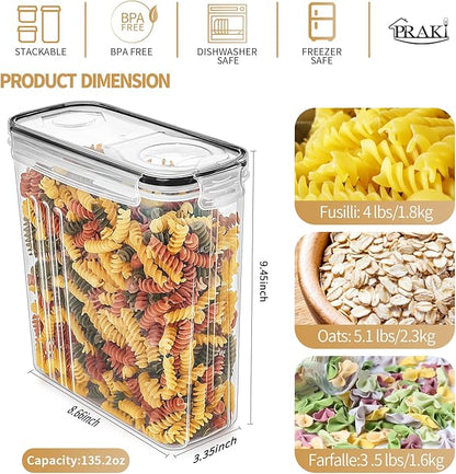 PRAKI Cereal Containers Storage Set, Measuring Cup & Marker - Image 2