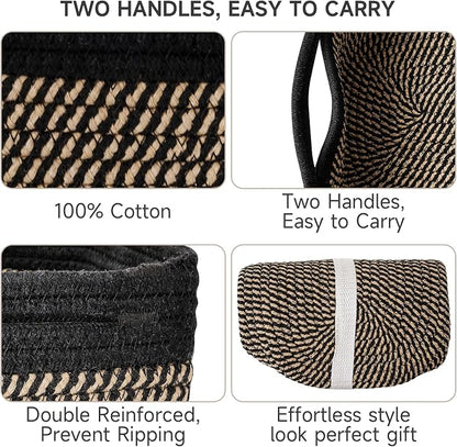 3-Pack Shelf Baskets for Organizing, Closet Organizer Bins, Small Woven Baskets - Image 4