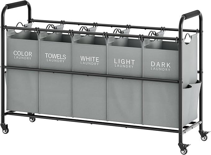 Tajsoon Laundry Sorter, Laundry Hamper 5 Section by Tajsoon