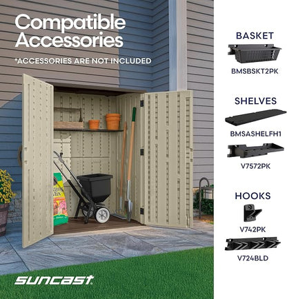 Suncast Outdoor Storage Shed, Water Resistant Resin Vertical Outdoor Storage - Image 7