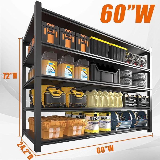 60" W Garage Shelving Heavy Duty Metal Shelving 3000LBS Storage Shelves - Image 3