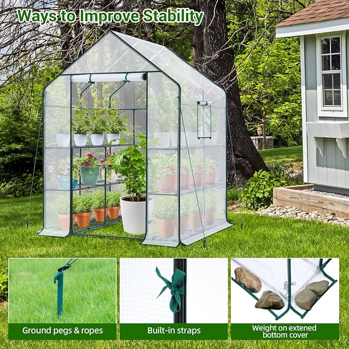 Ohuhu Greenhouse for Outdoors: 3 Tiers 12 Shelves Walk-in Indoor Green House - Image 2