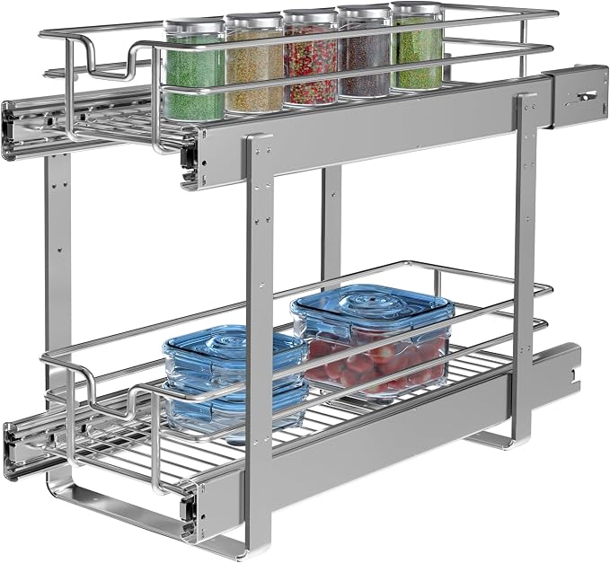 2-Tier Individual Cabinet Pull Out Shelves, Slide Out Kitchen Panty Narrow - Image 6